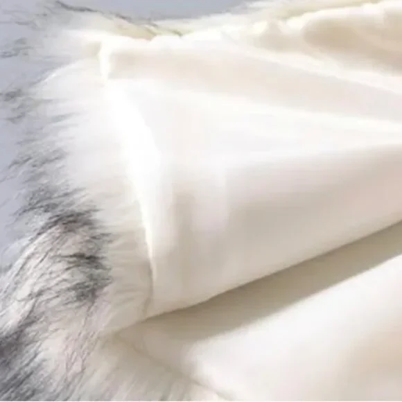 Nordstrom Faux Fur Vest White Black Longline Women's Luxurious Pockets Jacket S - Picture 8 of 11